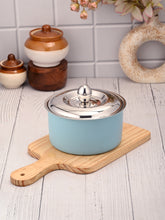 FNS Alwin Sky Blue Finish Stainless Steel Casserole with Lid (3000 ml)